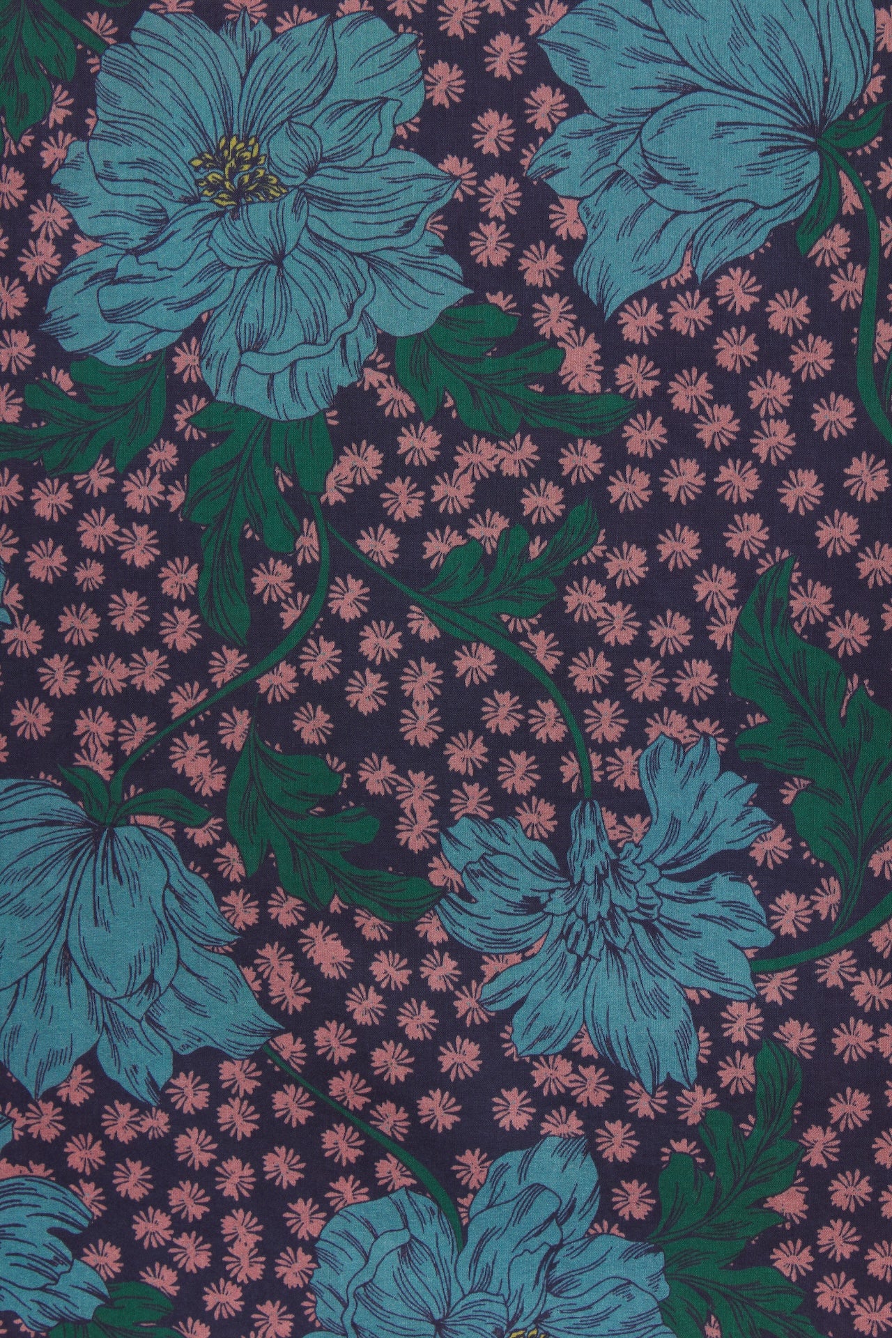 Trovata Midnight Trellis fabric swatch, cotton-silk blend