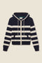 Rafa Zip-Up Hoodie Navy W/ Antique White Stripe