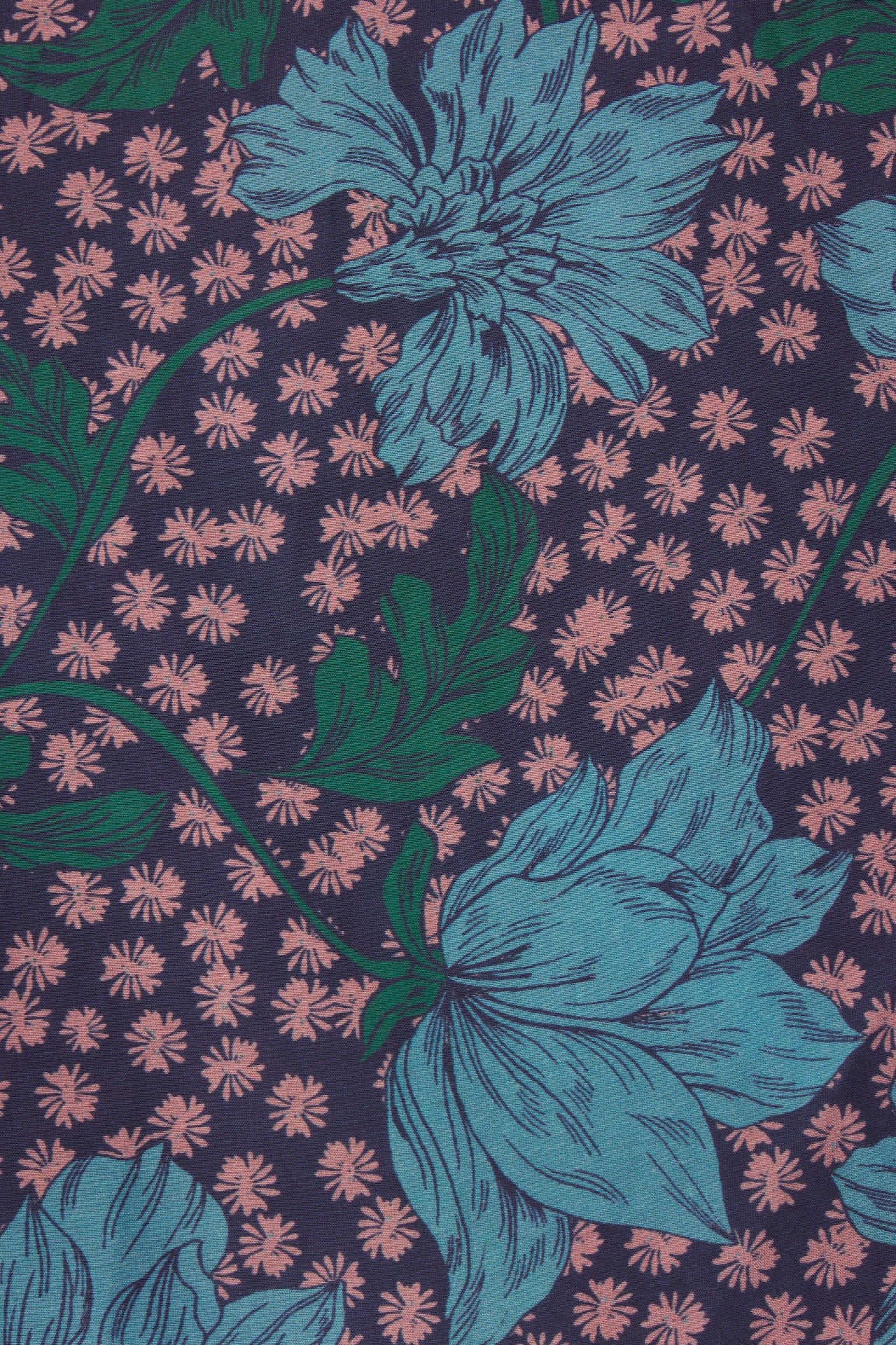 Trovata Midnight Trellis fabric swatch, cotton-silk blend