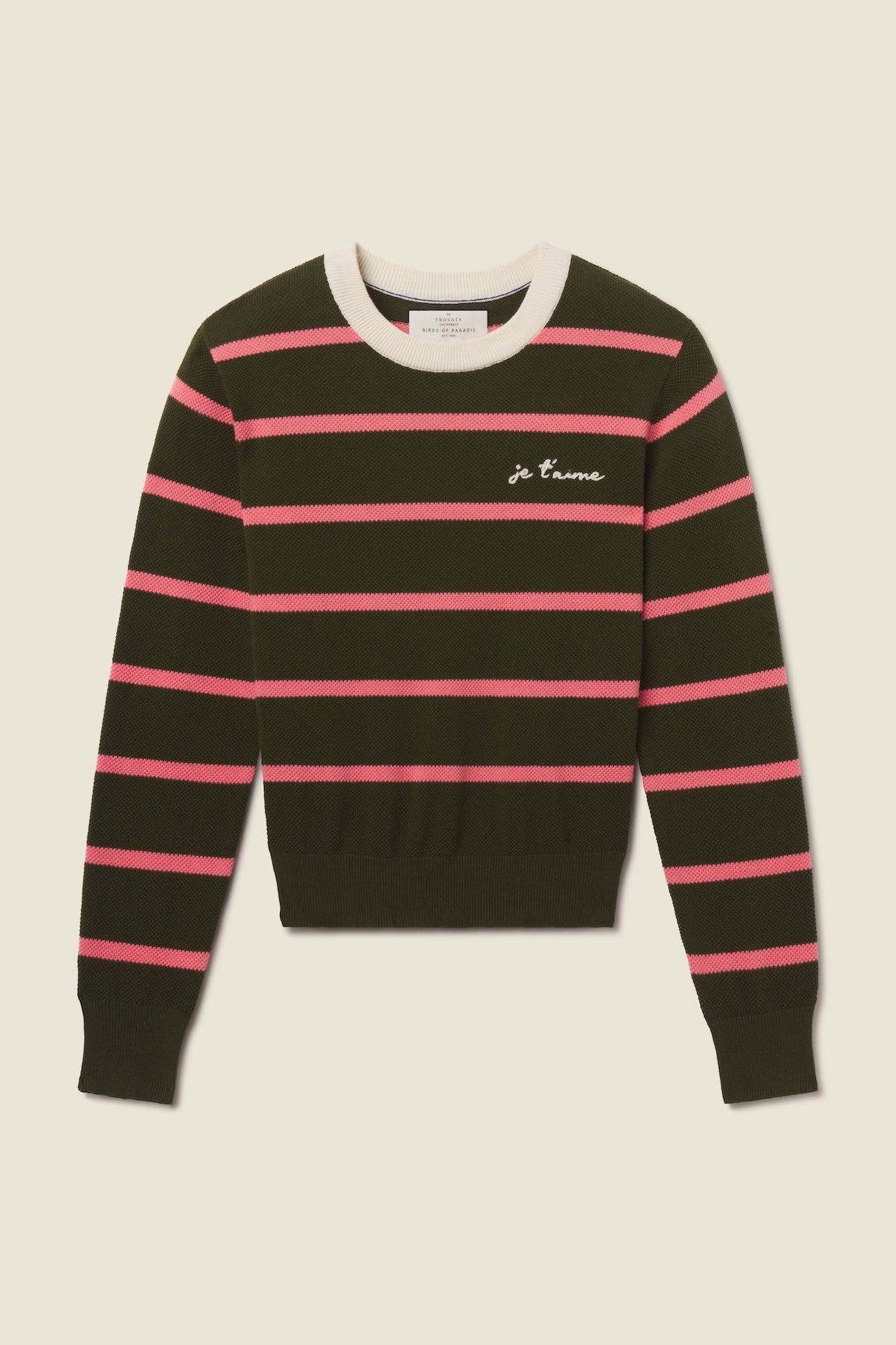 Trovata Cleo sweater in Olive Stripe, cotton