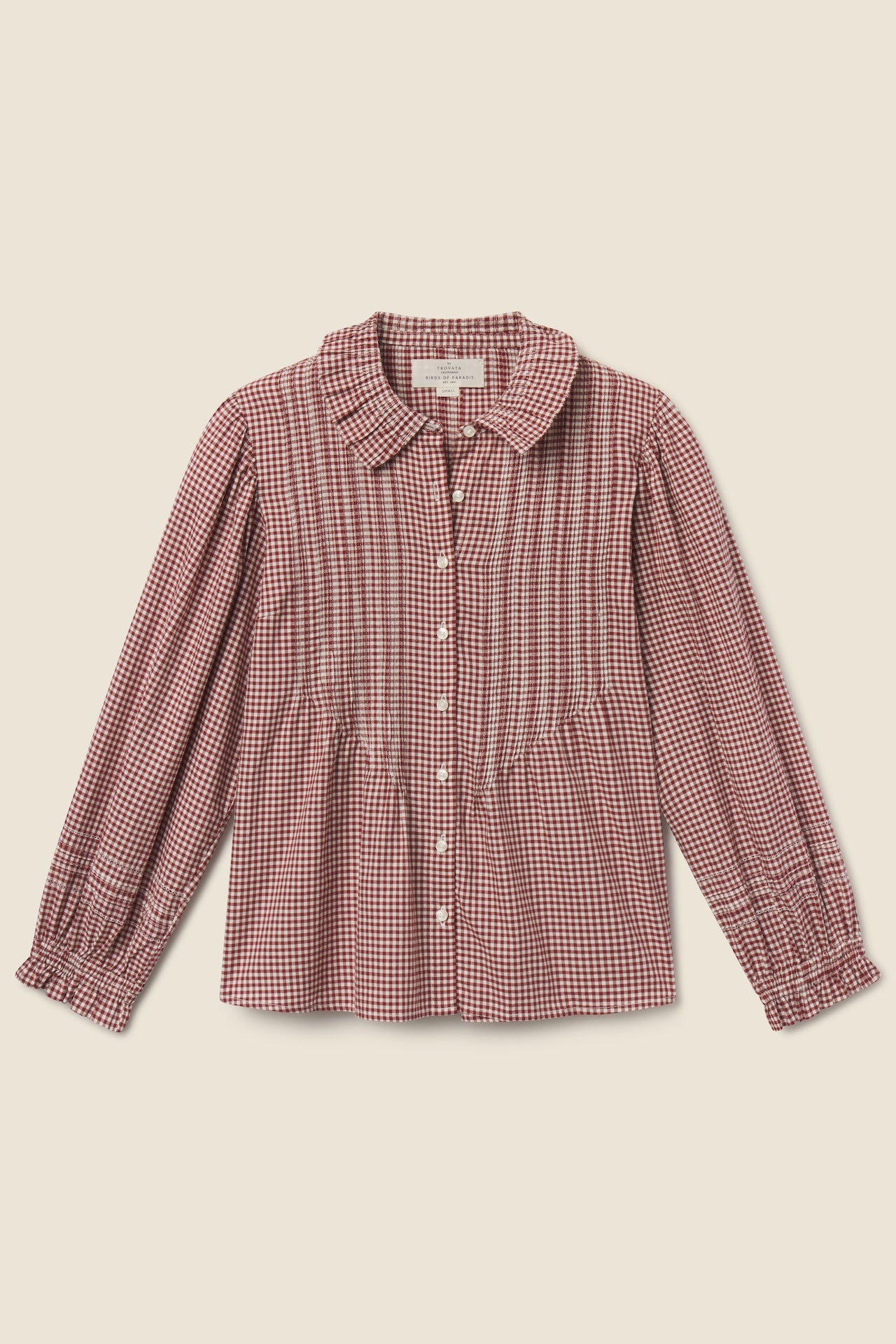 Trovata Francesca blouse in Mahogany Check, cotton
