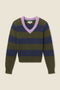 Chalet V-Neck Sweater Olive Stripe