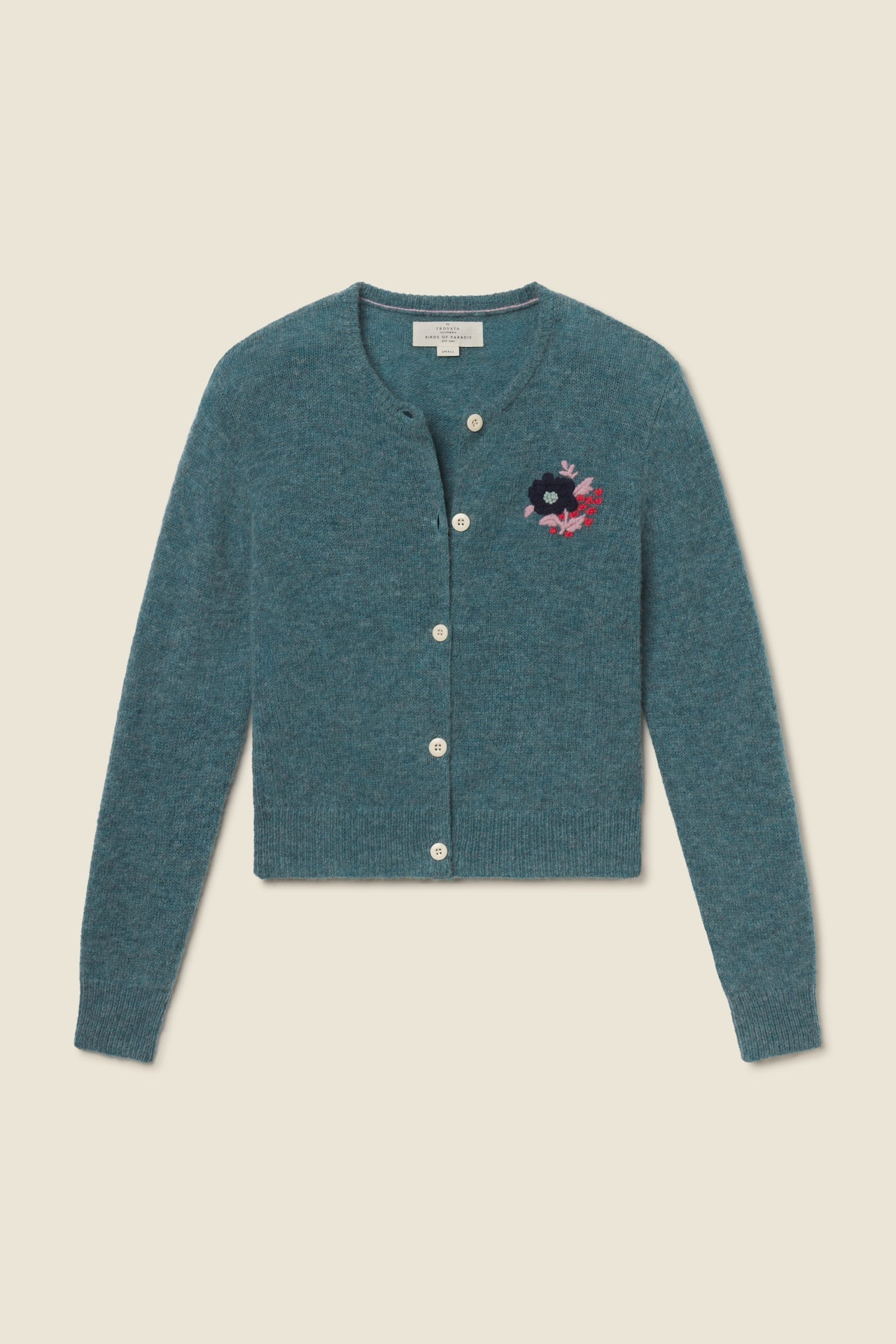 Trovata Teagan cardigan in Teal, merino wool blend