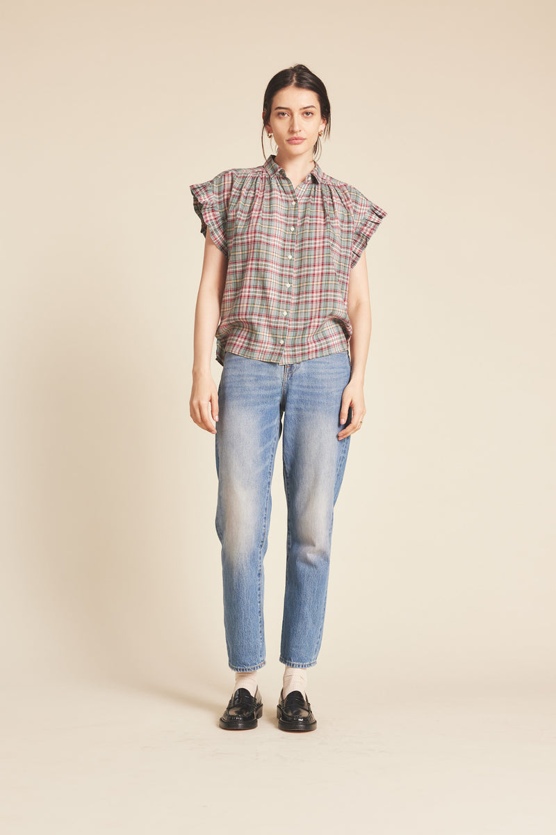 Marianne "B" Ruffle Sleeve Shirt Fairmont Plaid