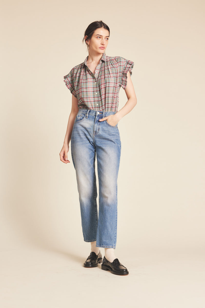 Marianne "B" Ruffle Sleeve Shirt Fairmont Plaid