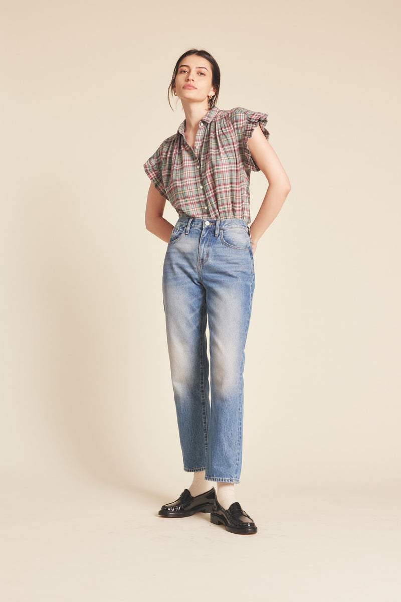Marianne "B" Ruffle Sleeve Shirt Fairmont Plaid