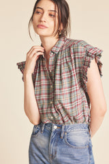 Marianne "B" Ruffle Sleeve Shirt Fairmont Plaid
