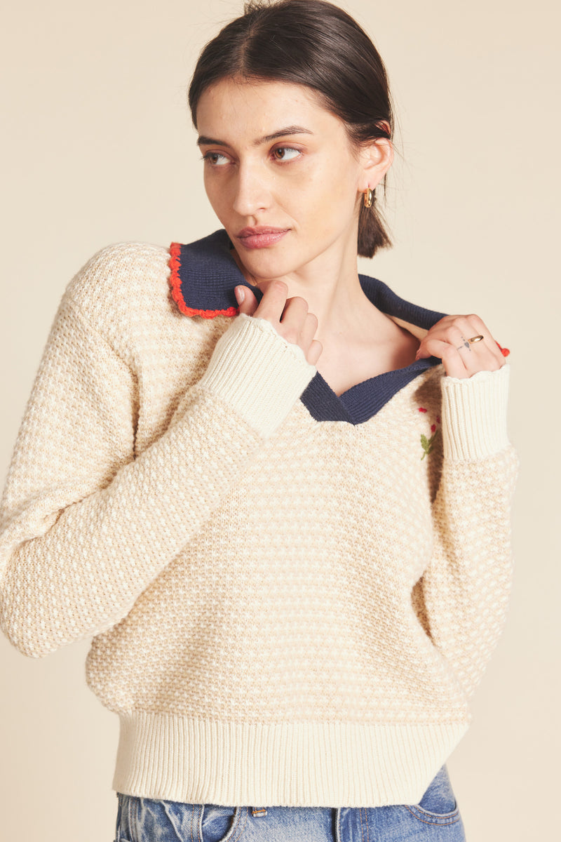 Parker Polo Sweater Antique White