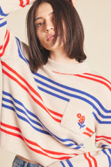 Oksana Sweater Red/Blue Stripe