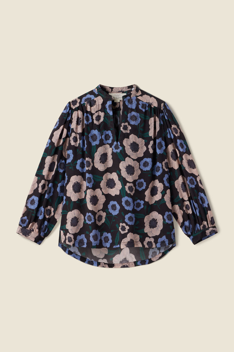Bailey Blouse Navy Poppies