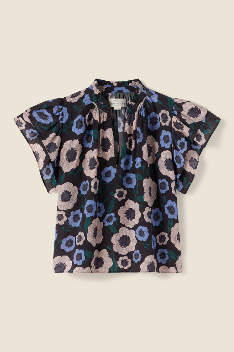 Clover Blouse Navy Poppies