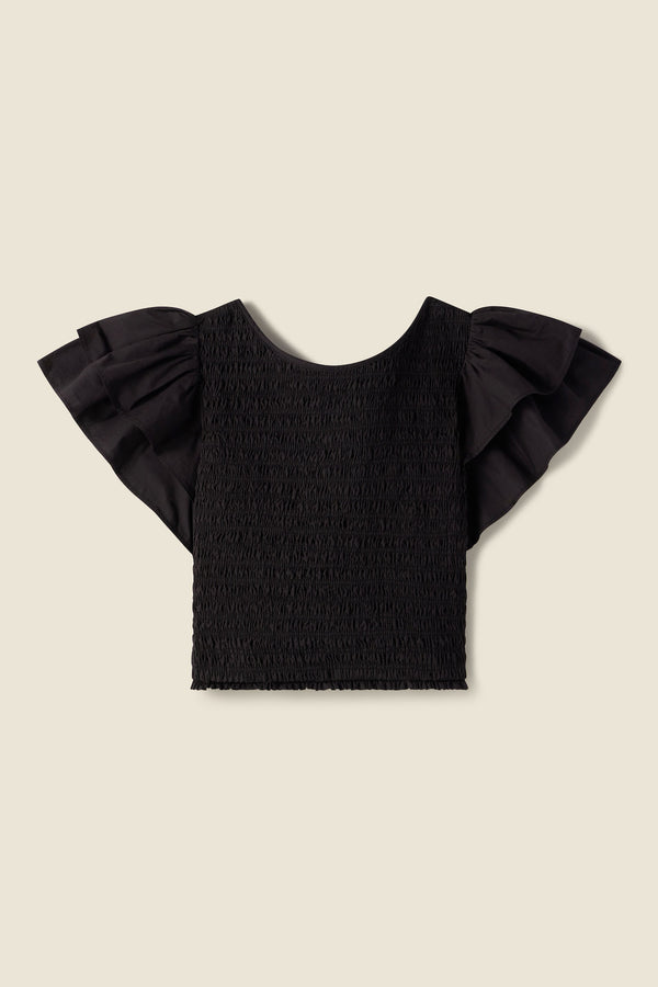 Cerise Top Black Poplin