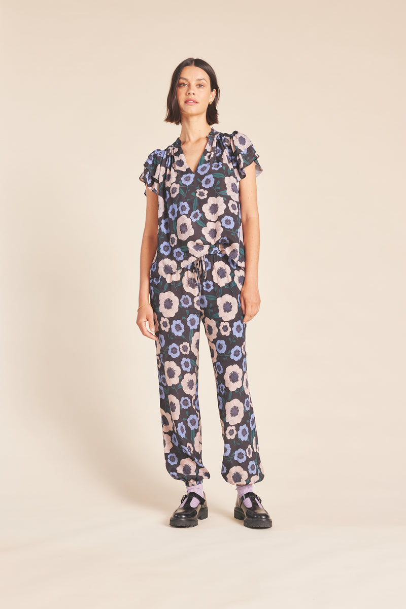 Olha Jogger Pant Navy Poppies