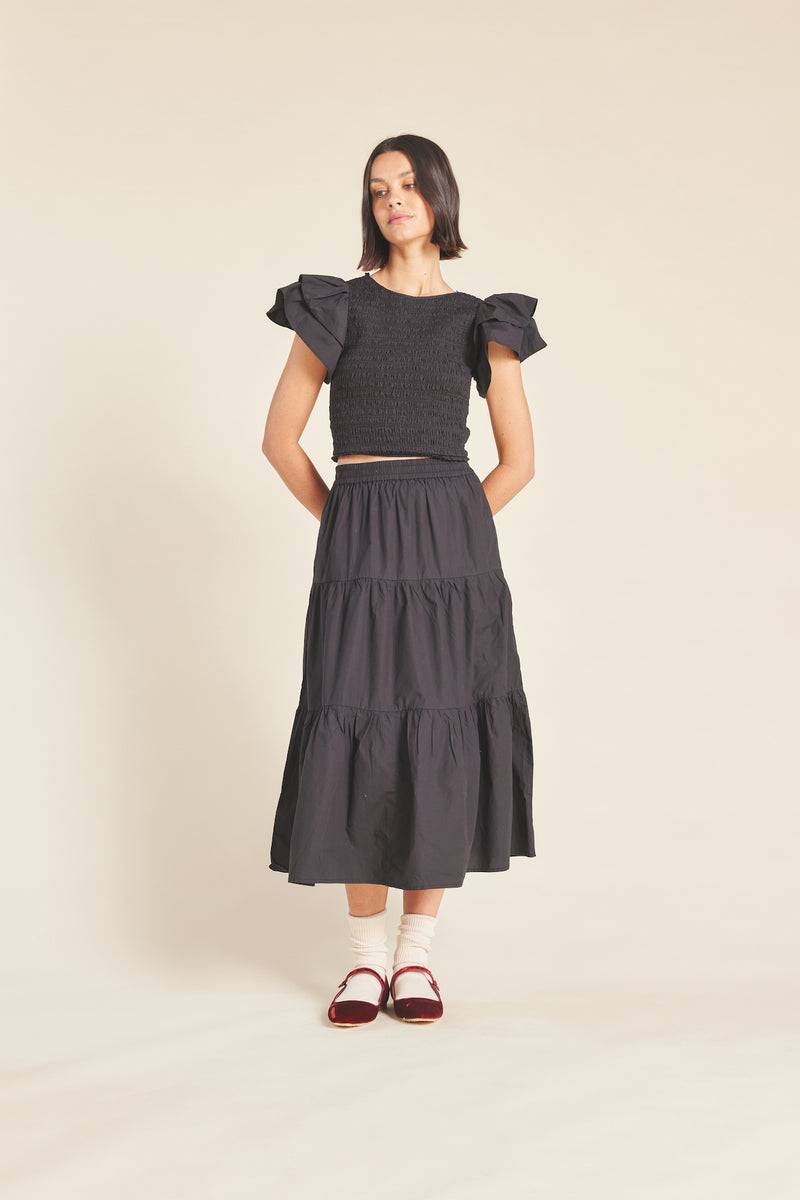 Makena "B" Skirt Black Poplin
