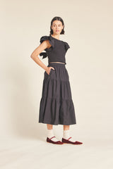 Cerise Top Black Poplin