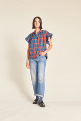Marianne "B" Ruffle Sleeve Shirt Merrywood Plaid