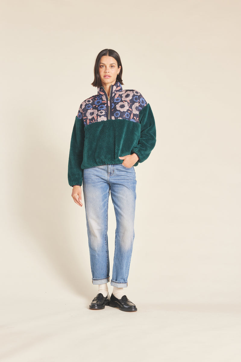Casey Pullover Navy Poppies