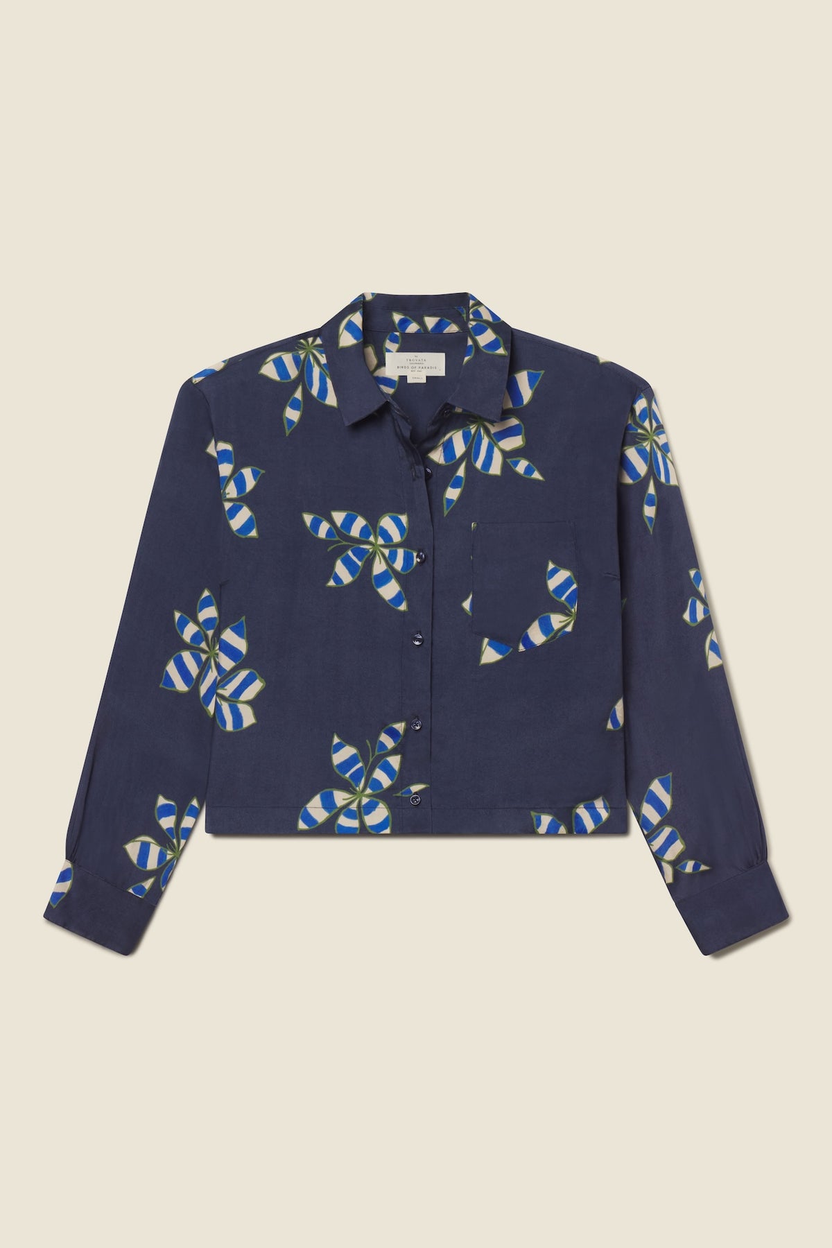 Trovata Nessa shirt in Mod Botanica, cupro-viscose blend
