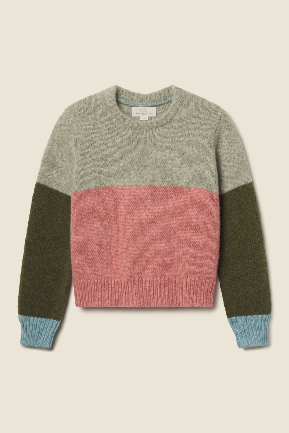 Trovata Cleo sweater in Grey Colorblock, alpaca-wool blend