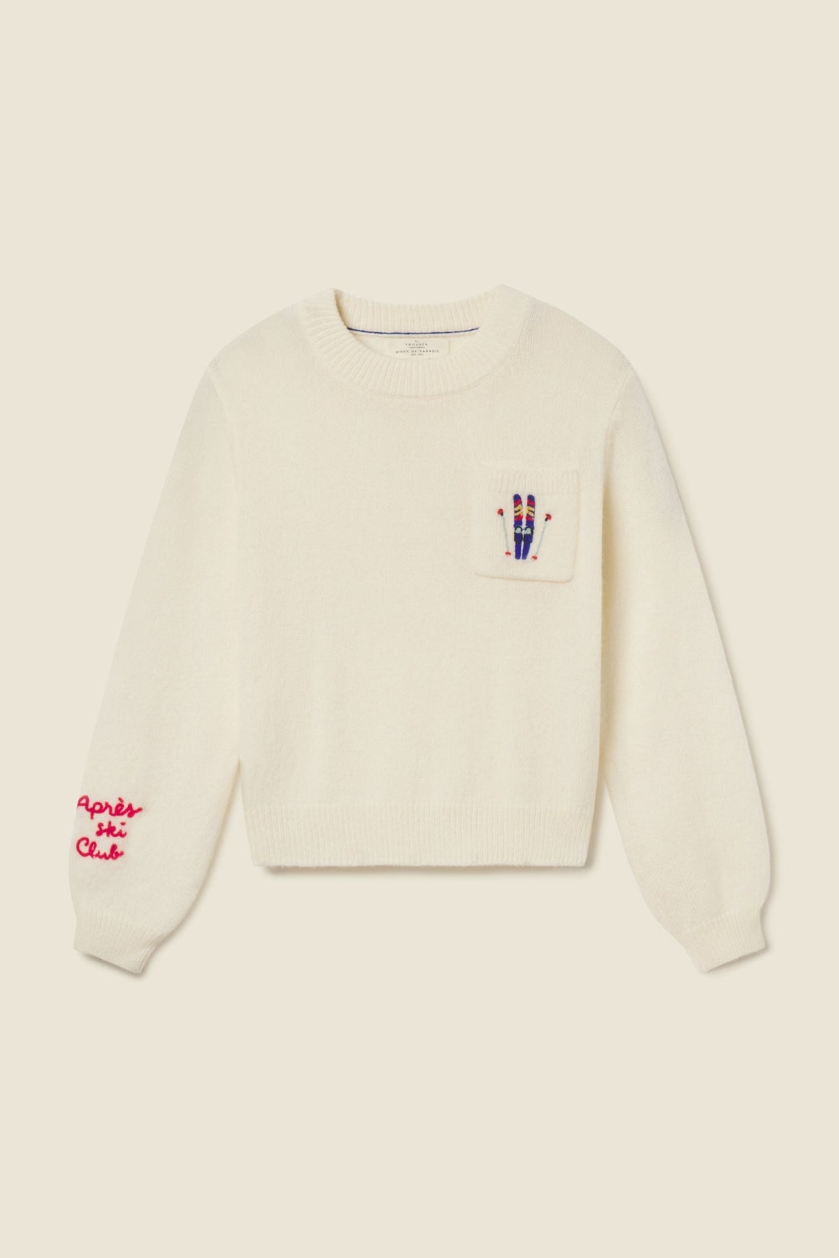 Trovata Oksana sweater in Antique White, merino-cashmere blend