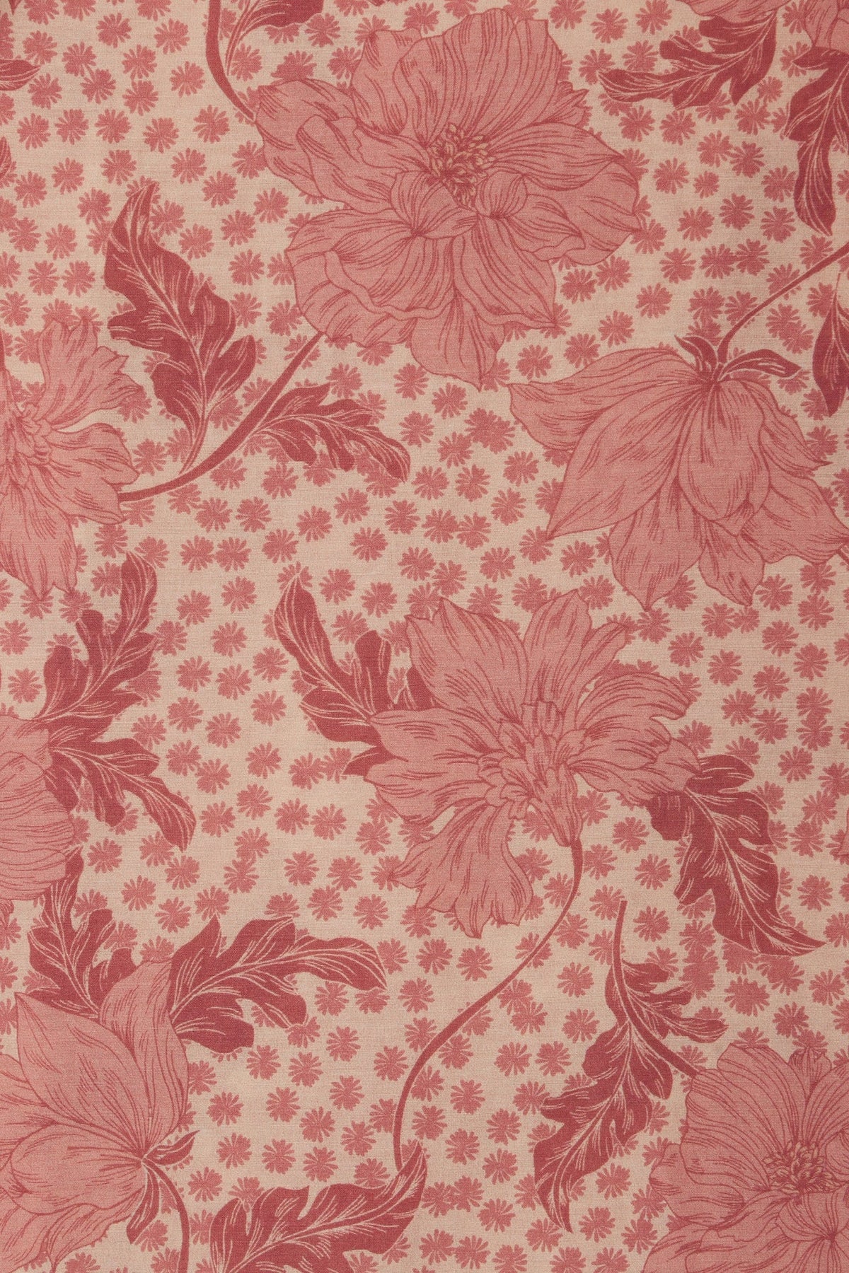 Trovata Rosewater Bloom fabric swatch, cotton-silk blend