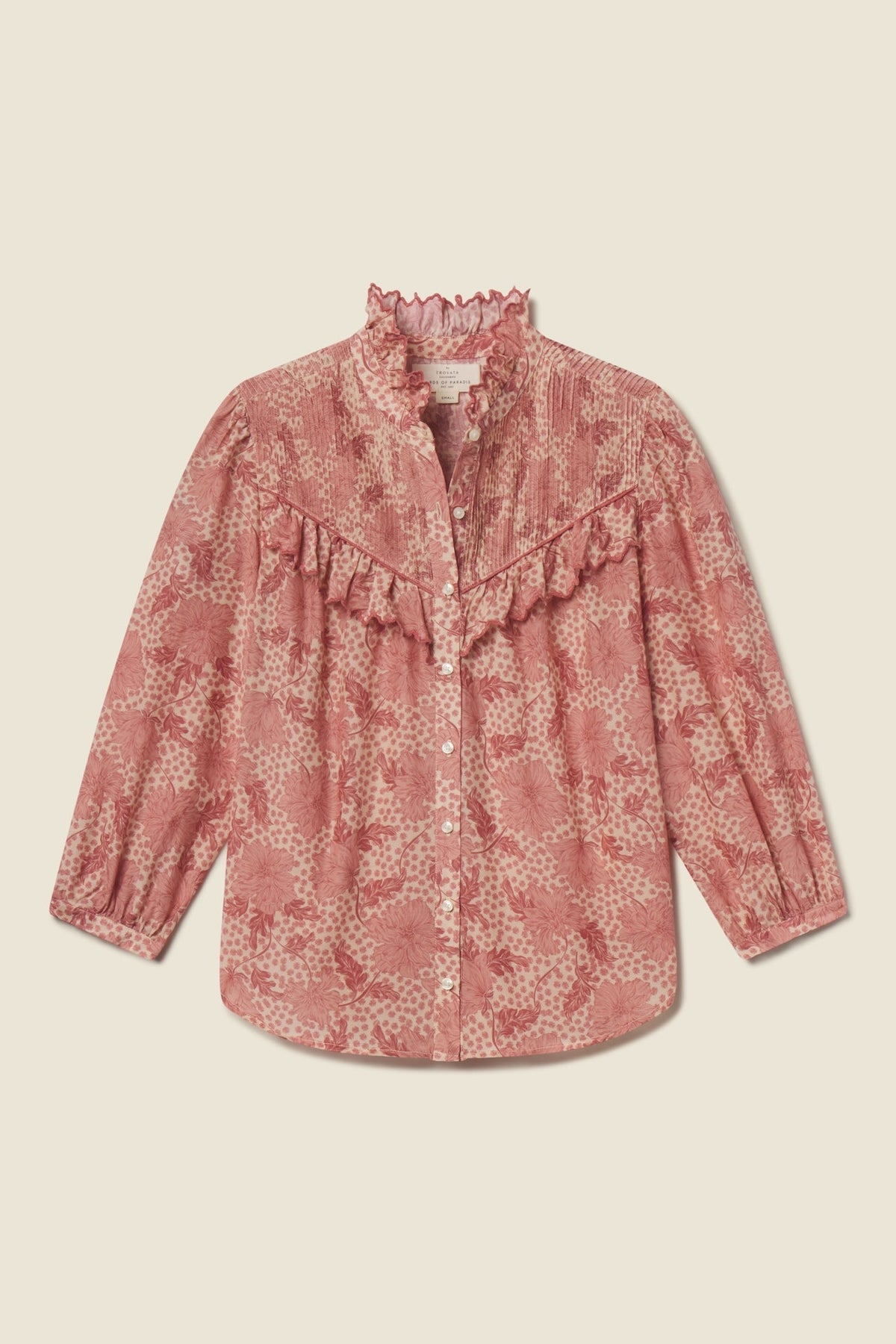 Trovata Vianne blouse in Rosewater Bloom, cotton-silk blend