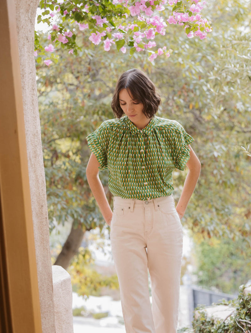 Marianne "B" Ruffle Sleeve Shirt Paradot Paver