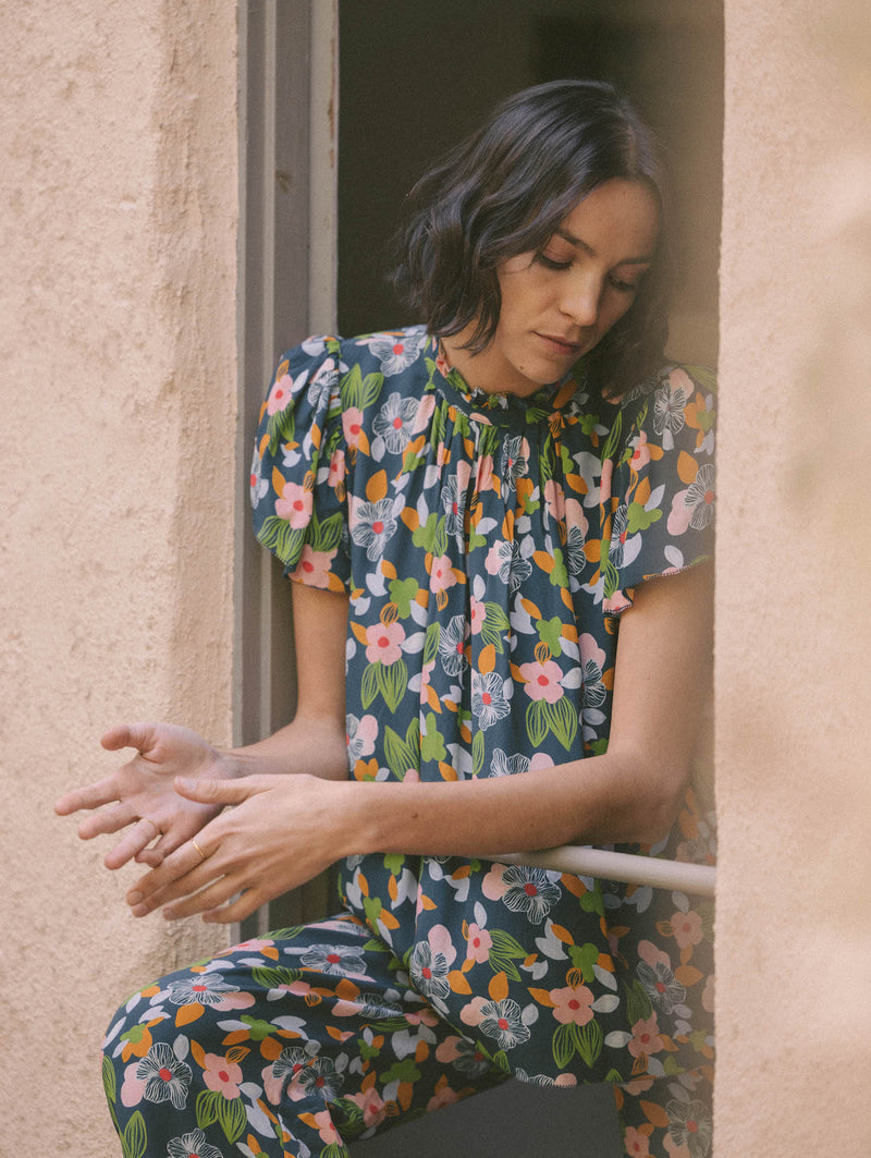 Carla Highneck Shirt Wild Hibiscus
