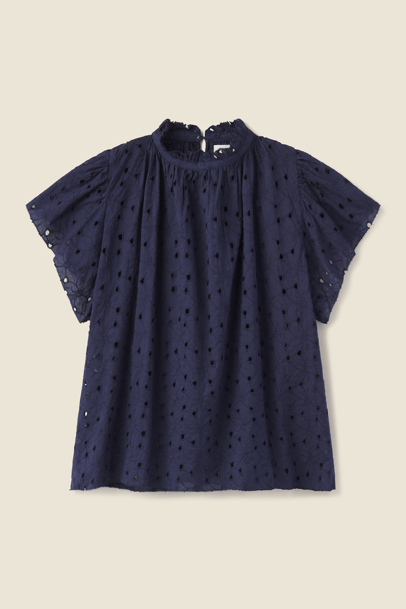 Carla Highneck Shirt Inkwell Eyelet