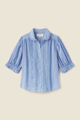 Gemma Blouse Blue Houndstooth