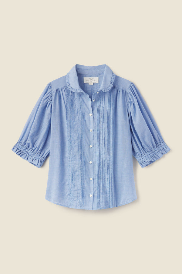 Gemma Blouse Blue Houndstooth
