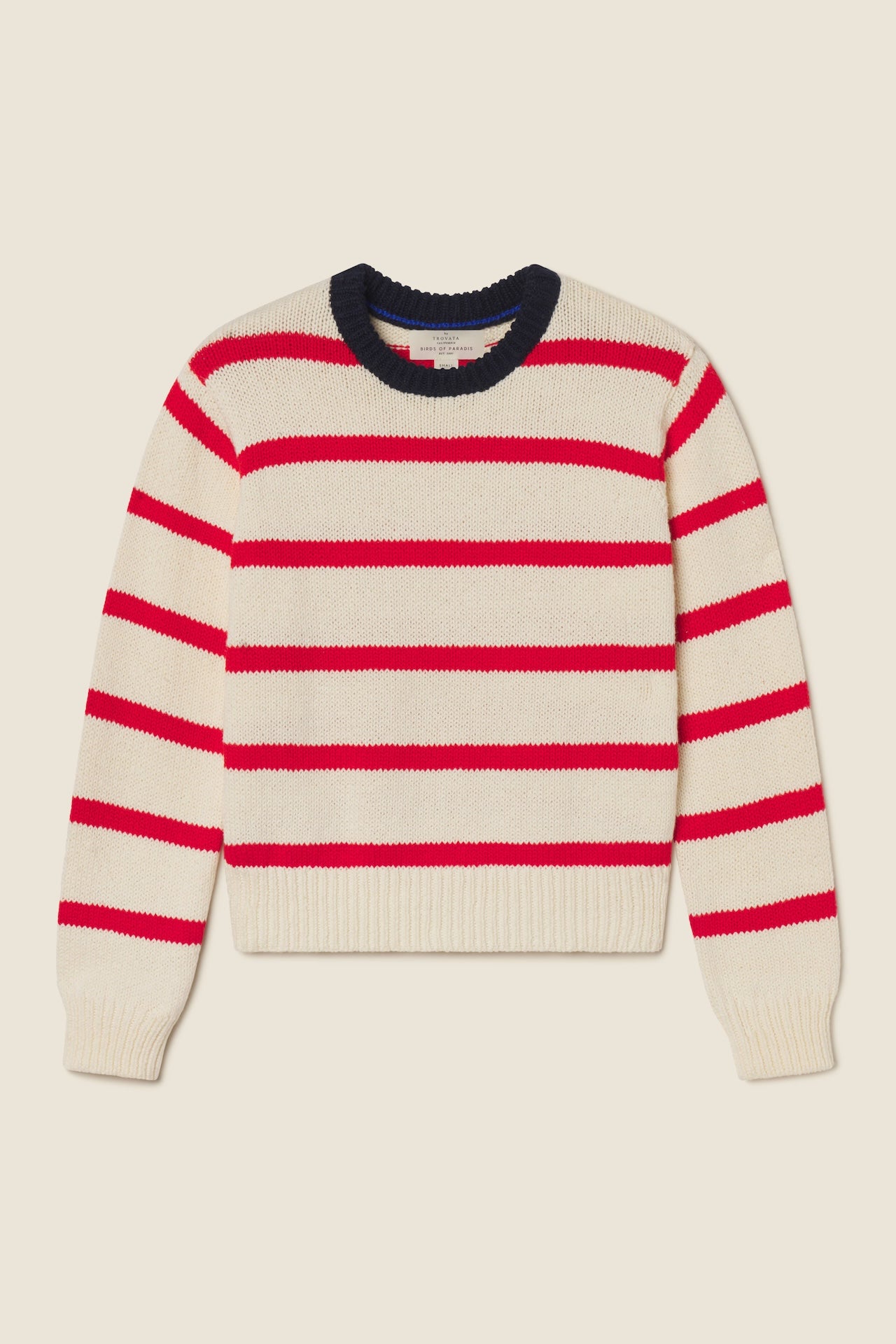 Cleo Sweater Antique White W/ Red Stripe