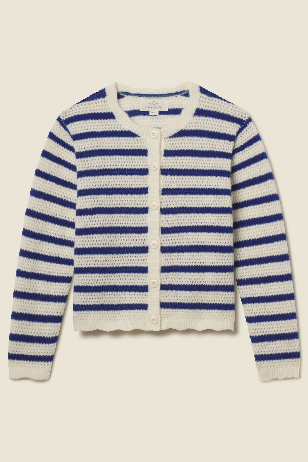 Trovata Vento cardigan in Blue Stripe, cotton