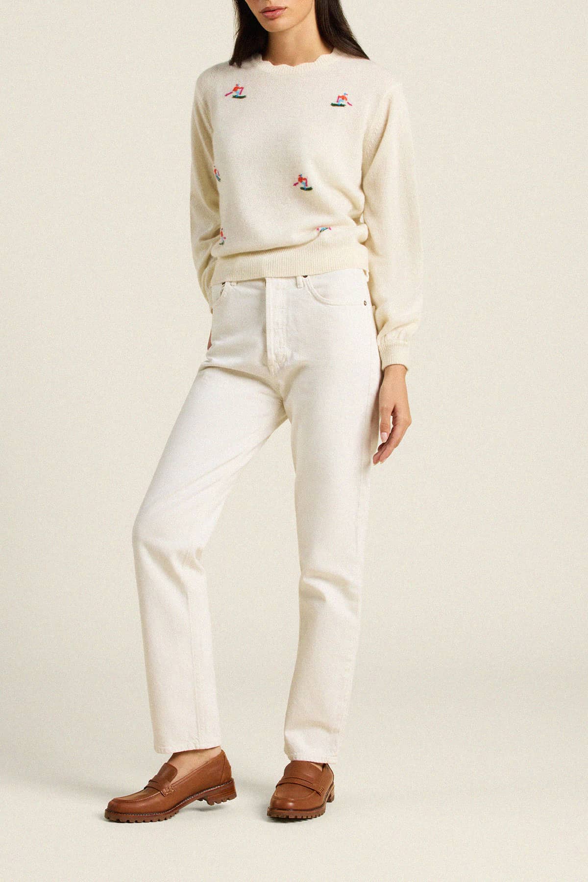 Kate Sweater Antique White + Skiers