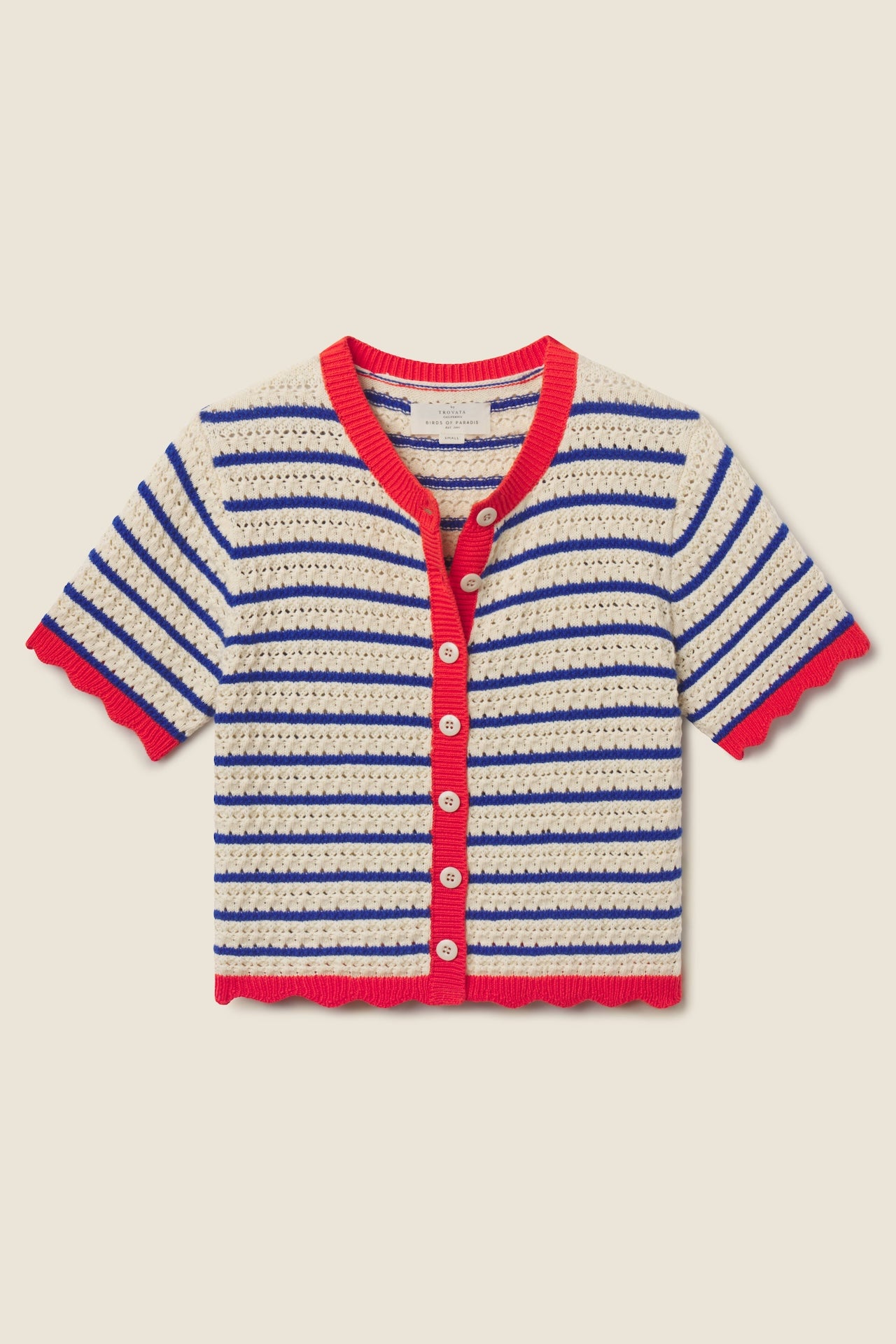 Aurora Cardigan Antique White/Navy Stripe