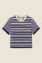 Jules Sweater T-Shirt Navy W/ Antique White Stripe