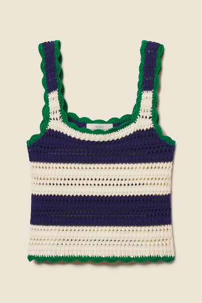 Justine Sweater Tank Navy W/ Antique White Stripe