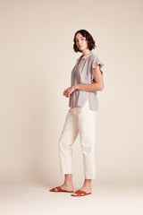 Marianne "B" Ruffle Sleeve Shirt Honeysuckle Stripe