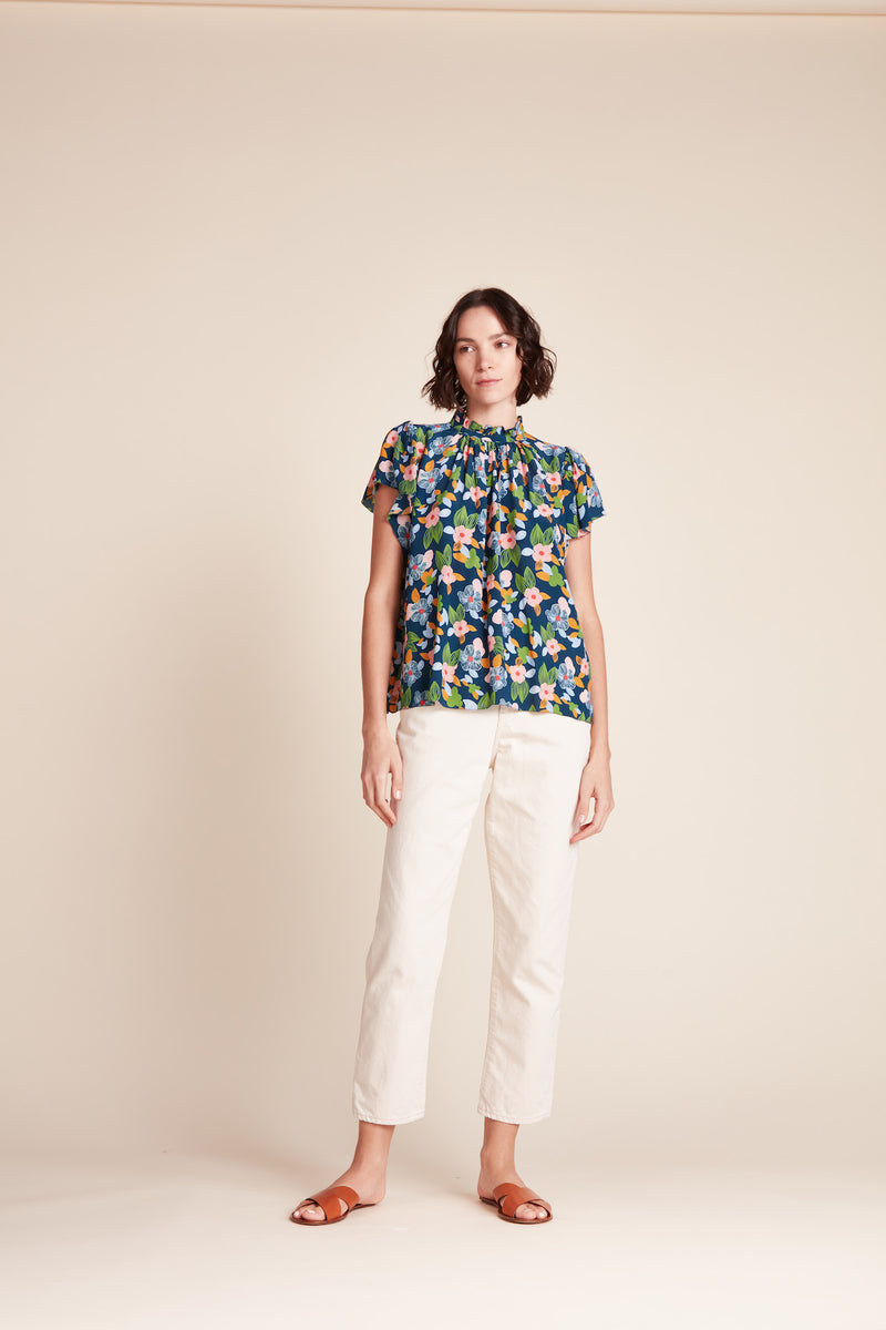 Carla Highneck Shirt Wild Hibiscus