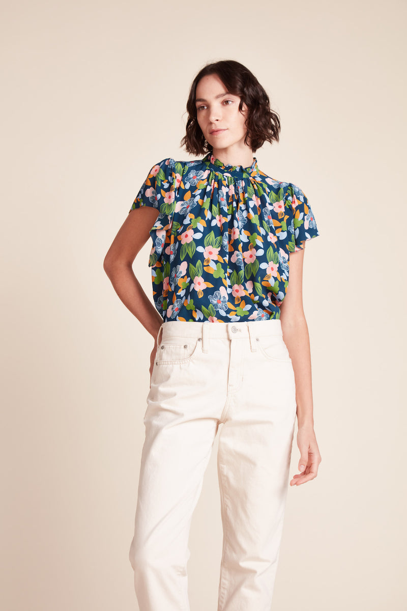 Carla Highneck Shirt Wild Hibiscus