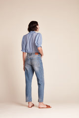 Gemma Blouse Blue Houndstooth