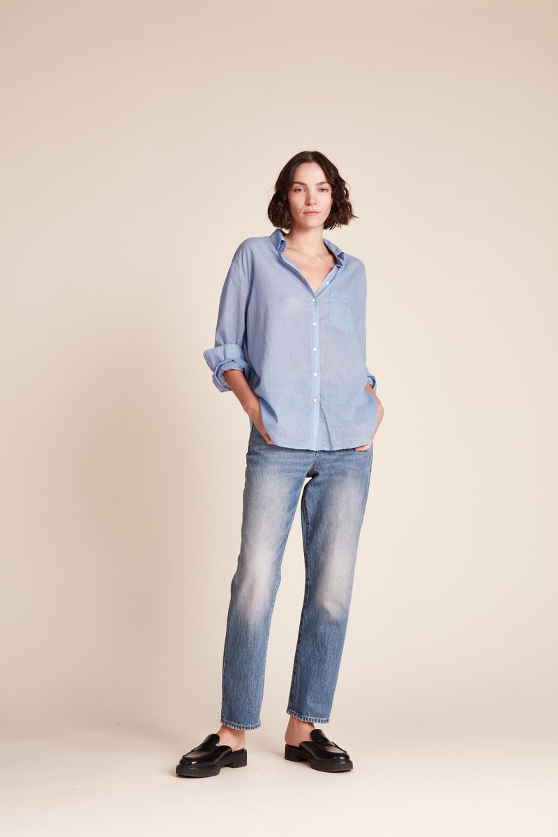 Blake Oversized Shirt Blue Houndstooth