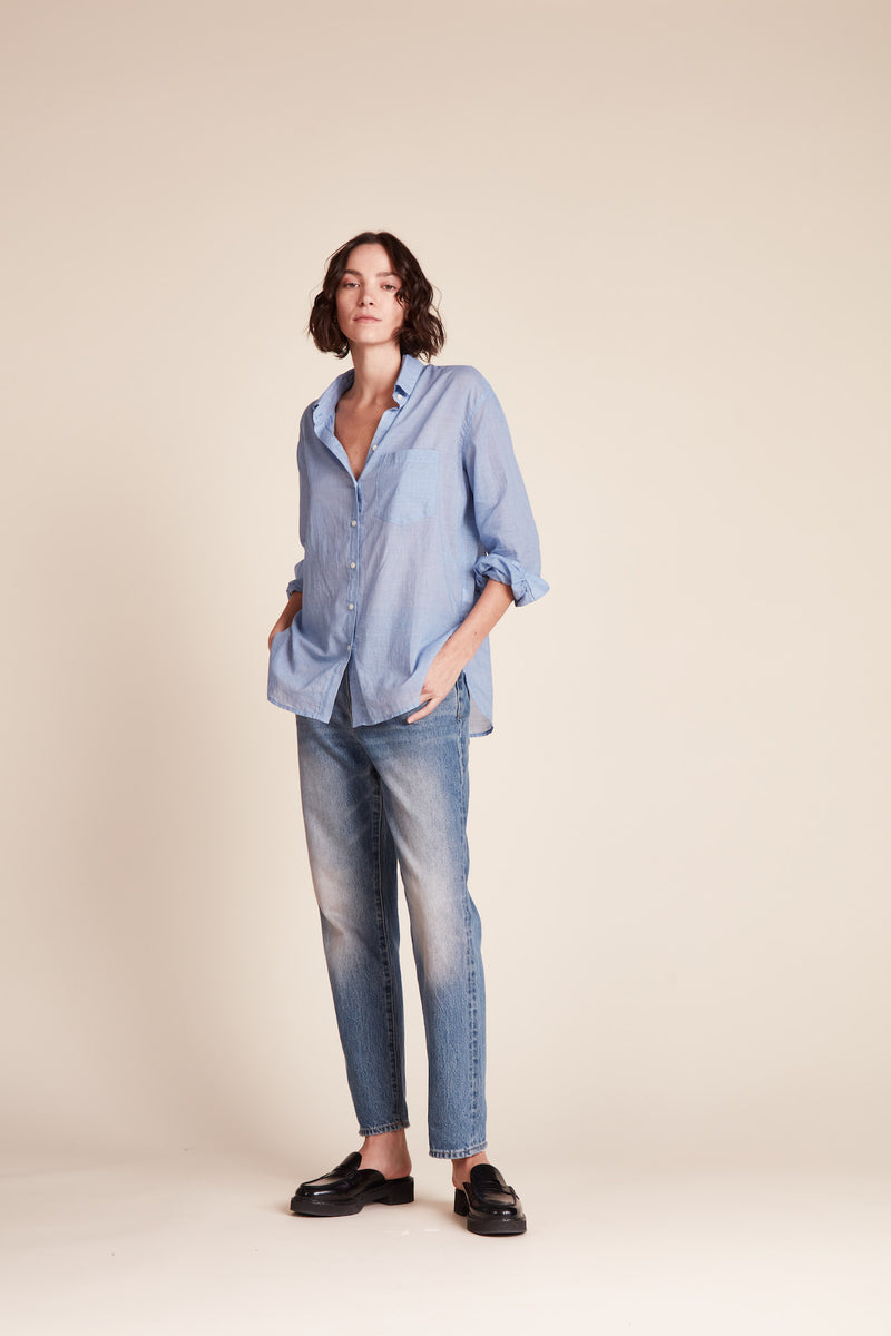 Blake Oversized Shirt Blue Houndstooth