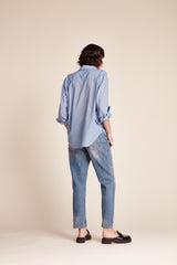 Blake Oversized Shirt Blue Houndstooth