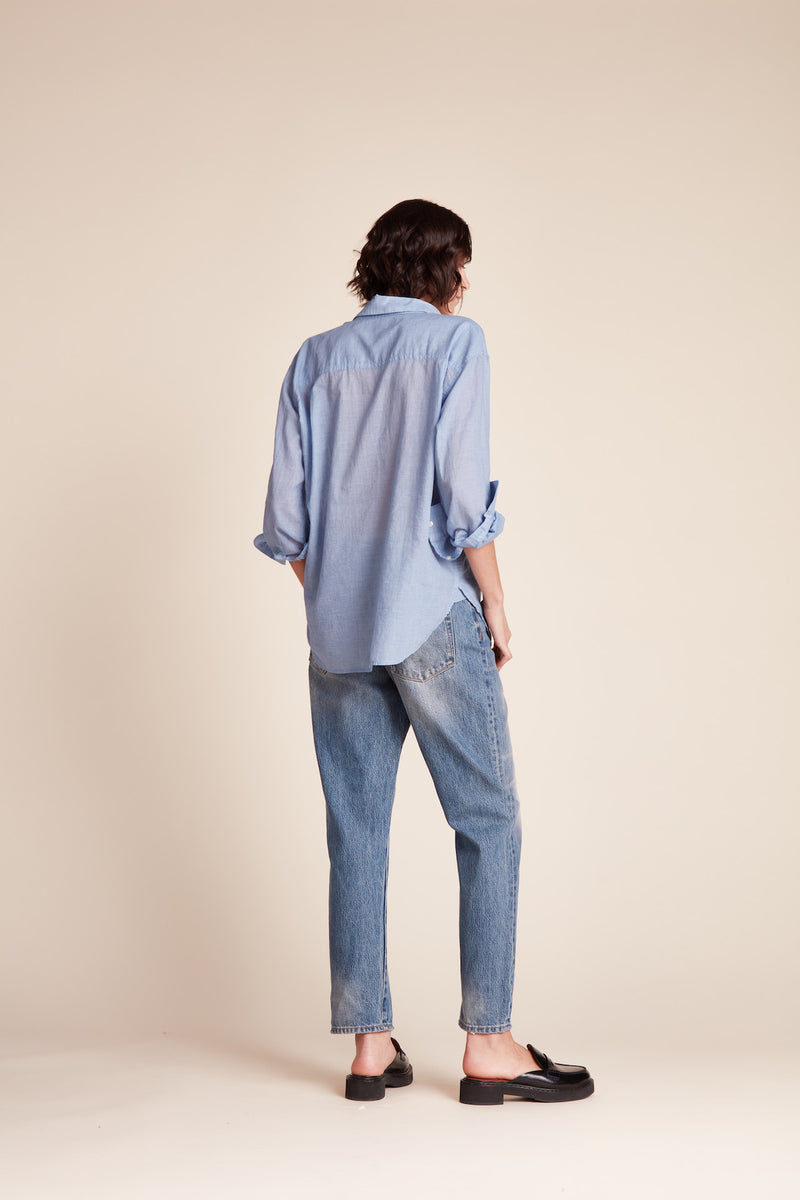 Blake Oversized Shirt Blue Houndstooth