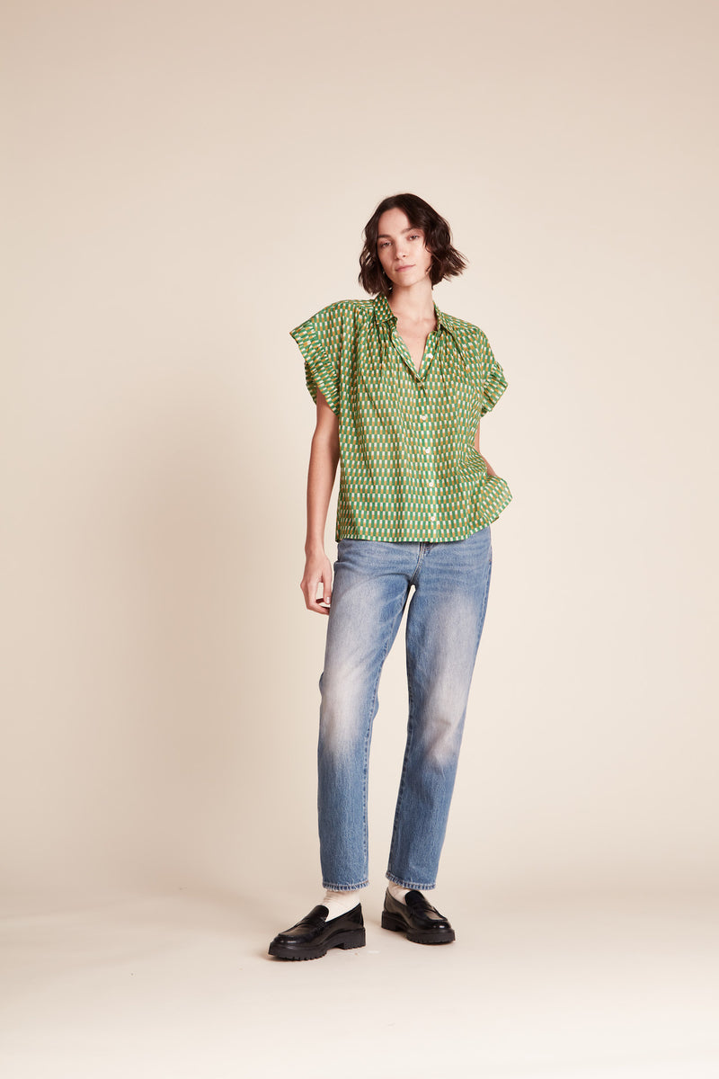 Marianne "B" Ruffle Sleeve Shirt Paradot Paver