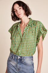 Marianne "B" Ruffle Sleeve Shirt Paradot Paver
