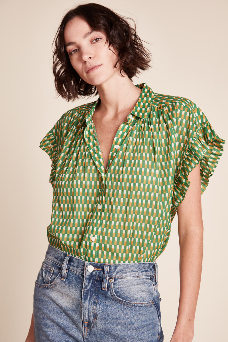 Marianne "B" Ruffle Sleeve Shirt Paradot Paver