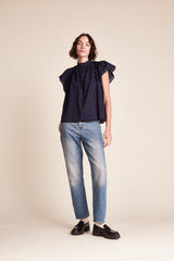 Carla Highneck Shirt Inkwell Eyelet