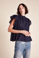 Carla Highneck Shirt Inkwell Eyelet